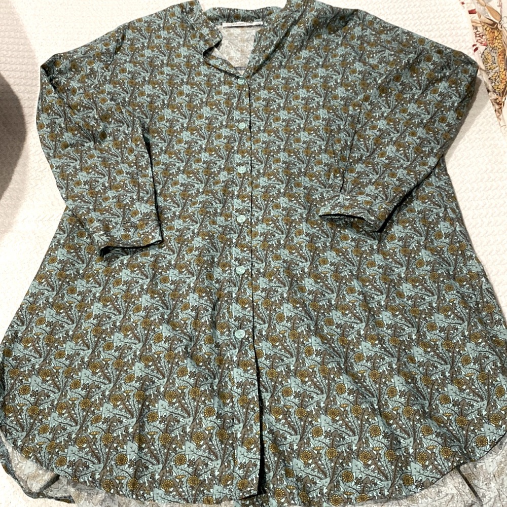 Copenhagen Luxe blue with flowers button down shirt